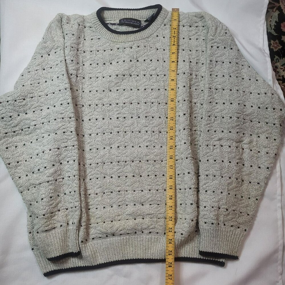 Vintage Editions By Van Heusen Sweater L 100% Cotton Beige Black Trim